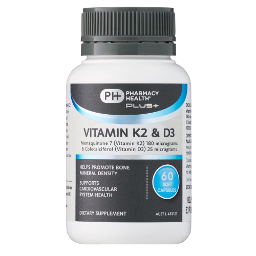 Pharmacy Health Plus+ Vitamin K2 & D3 60 Capsules