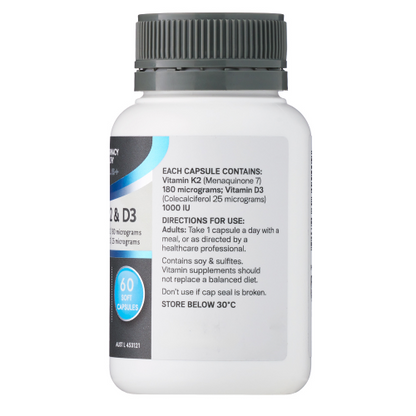Pharmacy Health Plus+ Vitamin K2 & D3 60 Capsules