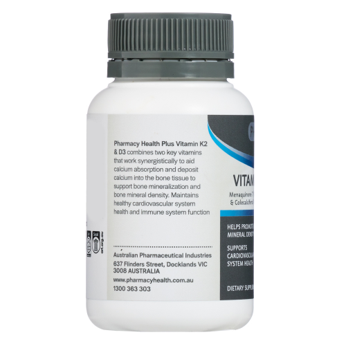 Pharmacy Health Plus+ Vitamin K2 & D3 60 Capsules