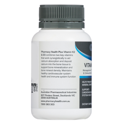 Pharmacy Health Plus+ Vitamin K2 & D3 60 Capsules